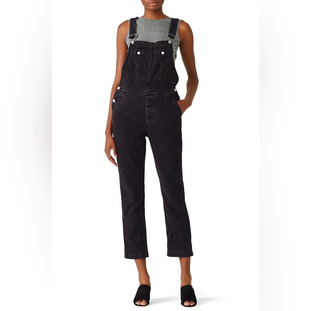 Free People Boyfriend Black Denim Overalls Size 27